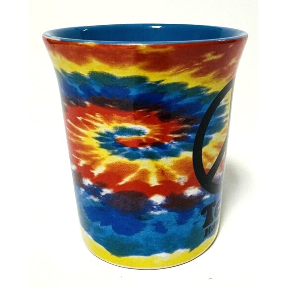 Peace Texas Motor Speedway Coffee Mug Car Racing Symbol Tie Dye Rainbow 12 oz - Picture 4 of 9
